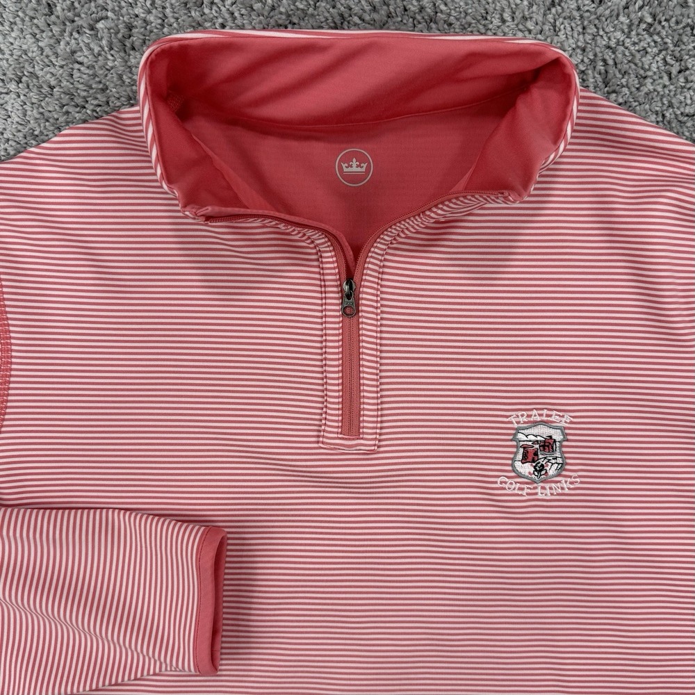 Peter Millar Tralee Golf Links Hobart Striped 1/4 Zip Pullover Men's L Ireland